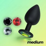Crushious Camileo Medium – Czarna anatomiczna zatyczka, 4 wymienne kryształy, silikon medyczny