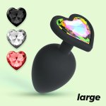 Crushious Cuore Large Czarny – Anatomiczna zatyczka z 4 wymiennymi kryształami, silikon