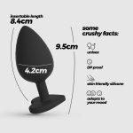 Crushious Cuore Large Czarny – Anatomiczna zatyczka z 4 wymiennymi kryształami, silikon