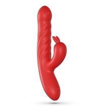 Crushious Lapin Red – Wielofunkcyjny masażer intymny z ruchomym trzonem, 21,5 cm