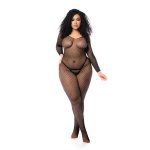 Leg Avenue Bodystocking długa siateczka Queen Size czarny, elastyczny materiał