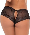Coquette Boyshort z Koronki Bezszwowy S/M Czarny przewiewny z wycięciem