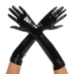 Cruella Rękawiczki Winylowe High Gloss L/XL czarny połysk z regulacją ściągacza