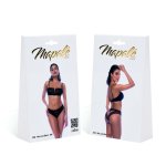 Rock Star Balconette Komplet Bielizny L/XL Czarny Wet Look z siateczką