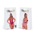 Mapale Kostium Pielęgniarki 3/4X Plus Size Czerwony Metaliczny z podwiązką i opaską