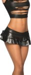 Mapale Wet Look Double Layered Ruffle Mini Skirt M/L Czarna z podwójną falbaną