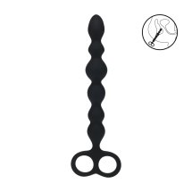 LEVELZ Sonda Anatomiczna Silikonowa Beaded Double Loop Czarna, Profilowane Wypustki
