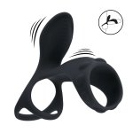 LEVELZ Vibration Silicone – czarny pierścień intymny z dodatkową pętlą i systemem wibracji