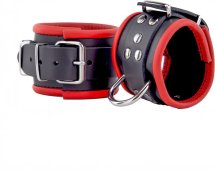 Red Leather Skórzane Kajdanki Regulowane, czerwono-czarne, długość 25 cm