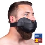 Red Leather Skórzany Model Ustny z Regulowanym Paskiem, czarny, miękkie wnętrze
