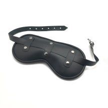 Red Leather Skorzana Maskownica na Oczy Czarna – miękkie wypełnienie, regulowany pasek