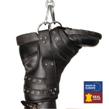 Red Leather Zestaw 2 Skorzanych Wieszakow na Nogi Czarny – udźwig 130 kg, regulowane paski