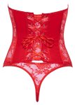 Cottelli Lingerie Open Cup Corset – czerwony gorset z koronką i stringami, M, wetlook