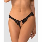 Obsessive Divienne String Open Back czarny, koronkowy, geometryczne detale L/XL