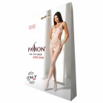 Passion BS085 biały kombinezon siateczkowy z geometrycznym wzorem – bezszwowy, one size