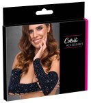 Cottelli ACCESSOIRES Rękawy Gauntlet czarne z kryształkami, elastyczne, rozmiar S-L