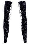 Cottelli ACCESSOIRES Rękawy Gauntlet czarne z kryształkami, elastyczne, rozmiar S-L