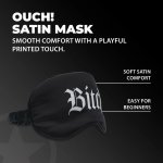 Bijoux Indiscrets Printed Satin Mask Black – satynowa maska na oczy z nadrukiem, czarna