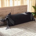 Liberator Ravish Pillow Black – poduszka z satynowymi taśmami, czarna, 91,5 cm, mikrofibra