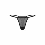 Obsessive Violami String Black z regulacją, napis z kryształkami, L/XL