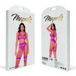 Mapele Floral Fishnet Komplet 2-częściowy Różowy Orchid One Size z paskami do pończoch