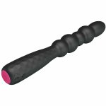 MR PLAY elastyczny korek analny z wibracją, 12 trybów, czarny silikon, ładowanie USB