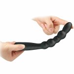 MR PLAY elastyczny korek analny z wibracją, 12 trybów, czarny silikon, ładowanie USB