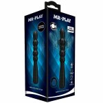 MR PLAY elastyczny korek analny z wibracją, 12 trybów, czarny silikon, ładowanie USB
