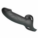 Pretty Love Landon czarny system intymny wibracyjny strap-on 18 cm, silikonowy, regulacja