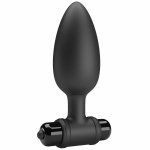 MR PLAY Super Power korek analny z wibracją, USB, czarny silikonowy, 10 trybów