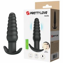 Pretty Love Aeolis czarny korek wibrujący, 10 trybów, silikon medyczny, ergonomiczny