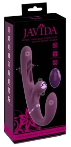 Javida Strapless Strap-On Flic podwójny wibrator bez uprzęży, silikon, pilot, 23,5 cm