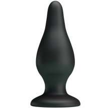 Pretty Love ergonomiczna wtyczka silikonowa 15,4 cm z przyssawką, czarna, medyczny silikon