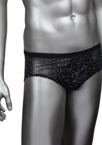 CalExotics Radiance Classic Briefs męskie slipy siateczkowe z kryształkami, czarne