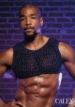 CalExotics Radiance Crop Top damski z siateczki i kryształkami, czarny, elastyczny