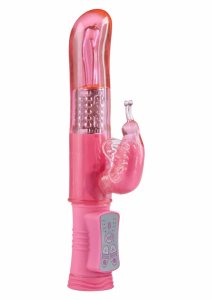 TOYJOY Happy Hugging Butterfly – wibrator z motylkiem, 8 programów, 4 prędkości rotacji, fioletowy