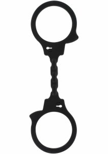 ToyJoy Stretchy Fun Cuffs silikonowe elastyczne kajdanki uniwersalne czarne z miękkiego silikonu
