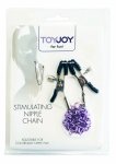 ToyJoy Stimulating Nipple Chain regulowany łańcuszek stalowy z zaciskami i silikonowymi końcówkami