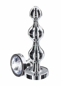 TOYJOY Diamond Star Beads Small aluminiowy model z kryształem, srebrny, 3 kuliste segmenty
