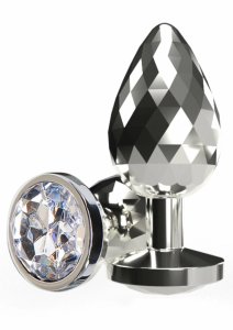 TOYJOY Disco Diamond Plug Large aluminiowy model z kryształem, 8,5 cm, fasetowana powierzchnia