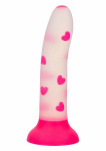 Glow Stick Heart silikonowy model z efektem świecenia, przyssawką i sercem, Satin Finish