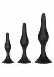 CalExotics Silicone Anal Starter Kit – zestaw 3 anatomicznych wtyczek silikonowych, czarny, stopniowane