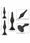CalExotics Silicone Anal Starter Kit – zestaw 3 anatomicznych wtyczek silikonowych, czarny, stopniowane