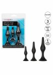 CalExotics Silicone Anal Starter Kit – zestaw 3 anatomicznych wtyczek silikonowych, czarny, stopniowane