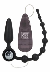 CalExotics Booty Call Booty Double Dare silikonowy zestaw z wibracją i koralikami 8”