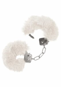 Ultra Fluffy Furry Cuffs kajdanki z futerkiem, regulowane, metalowe, jasny kolor, 2 kluczyki