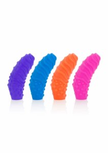 Posh Silicone Finger Swirls zestaw 4 kolorowych nakładek silikonowych na palce, spiralna powierzchnia