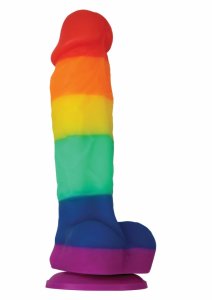 NS Novelties Doc Johnson Pride Edition Model 5" silikonowy tęczowy z przyssawką Platinum