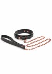 NS Novelties Bondage Couture Collar & Leash elegancki granatowy komplet z regulowaną obrożą