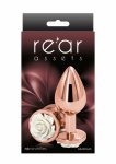 Rose Buttplug Medium aluminiowy chromowany z dekoracyjną różą i anatomicznym kształtem M